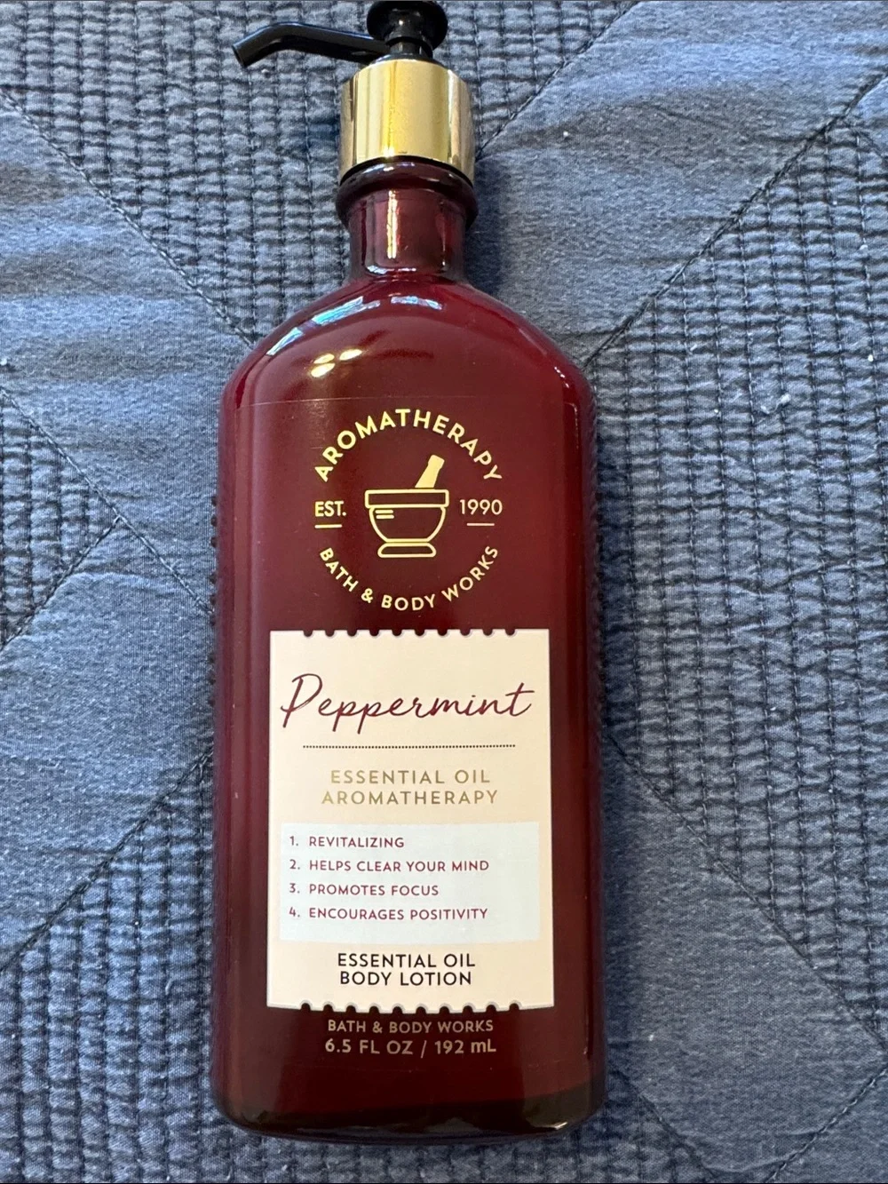 Bath & Body Works Peppermint Essential Oil Body Lotion - Deep Red & Gold Pump
